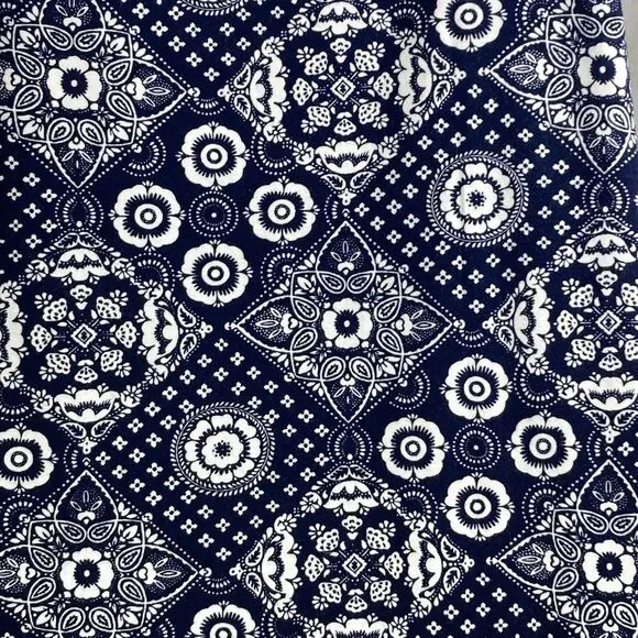 Talbots Patchwork Skirt Long Midi Bandana Floral Blue L Prairie Hippie Gypsy - Picture 4 of 10